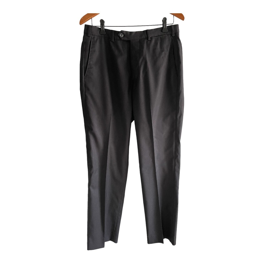 J.Hilburn Wool Dress Pants Size 32 x 31 Gray Pinstripes 100% Wool Guabello‎
